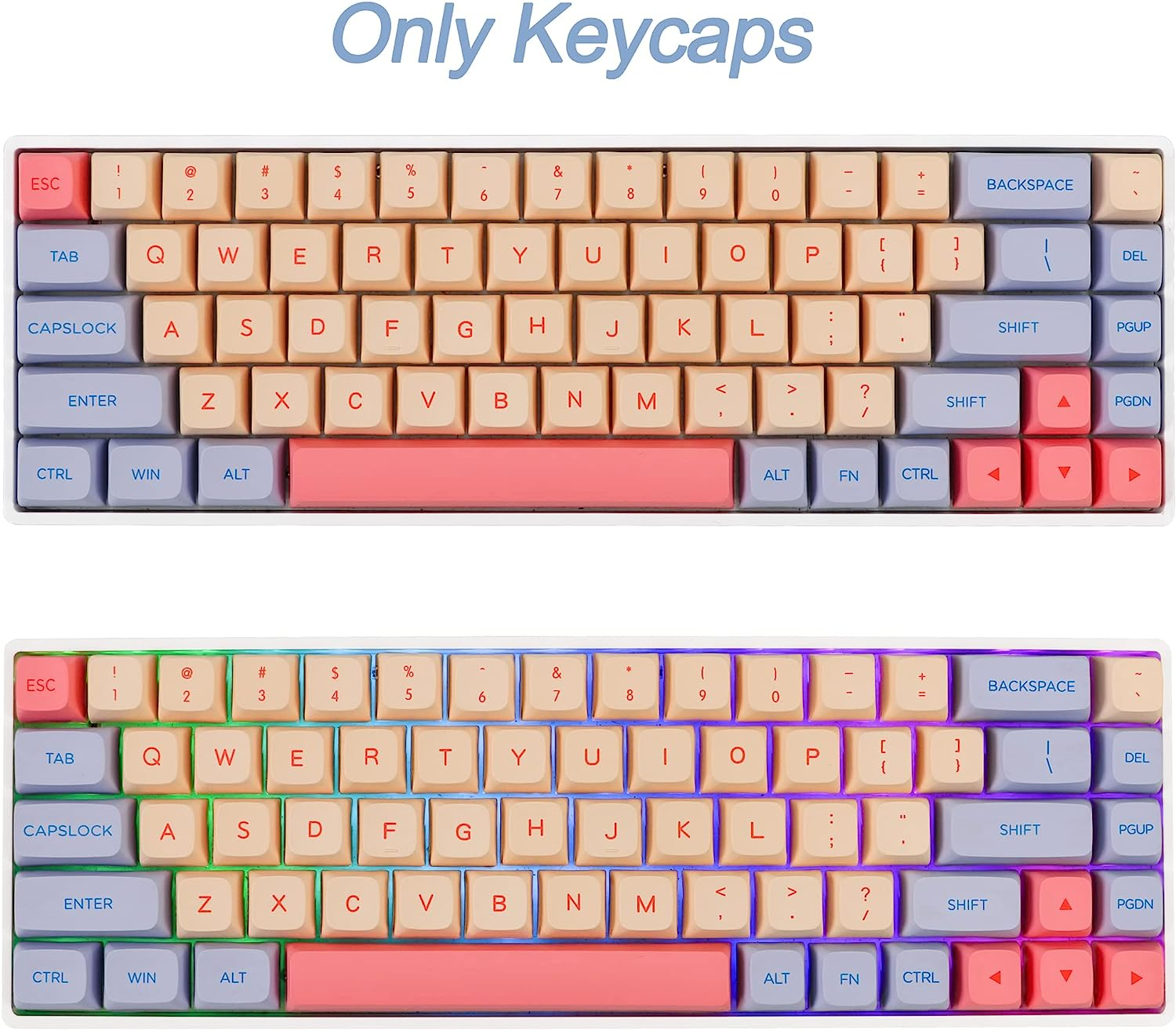 Fogruaden PBT Keycaps 132 Keys Marshmallow Set, XDA Profile, Dye-Sublimation Cute for Cherry Gateron MX Switches Mechanical Keyboard