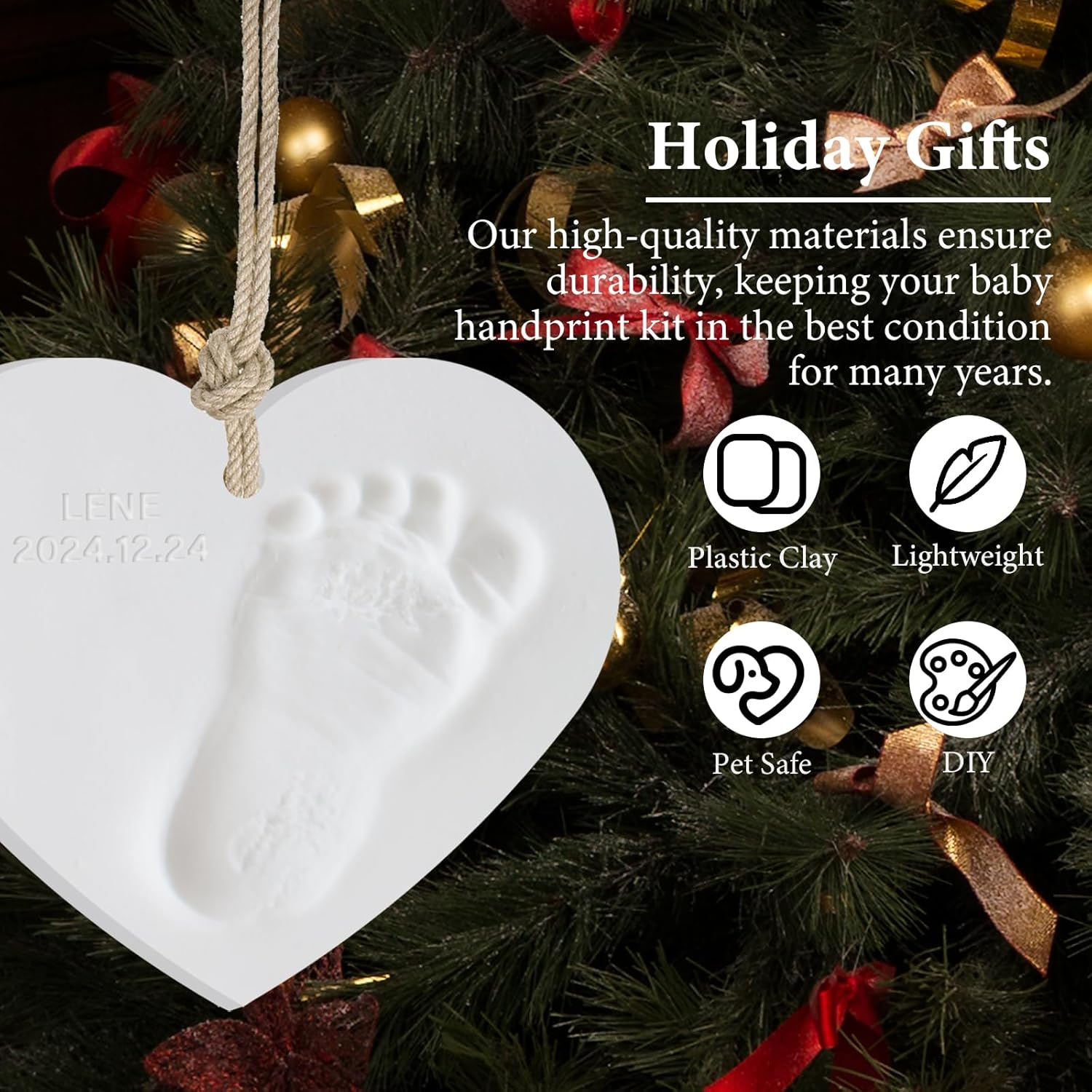 Baby Handprint and Footprint Kit - Personalized Clay Keepsake for Newborn Memory, DIY Baby Gift with Non-Toxic Mold, Complete Handmade Baby Keepsake Set for Parents image number 2