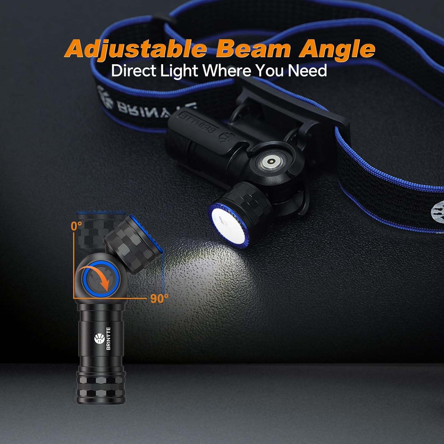 Brinyte HL16 Rechargeable Headlamp Flashlight, 0-90&deg; Adjustable LED Work Light with Magnetic Base Hands-Free Head Torch for Repair, Inspection, Emergency, Camping image number 6