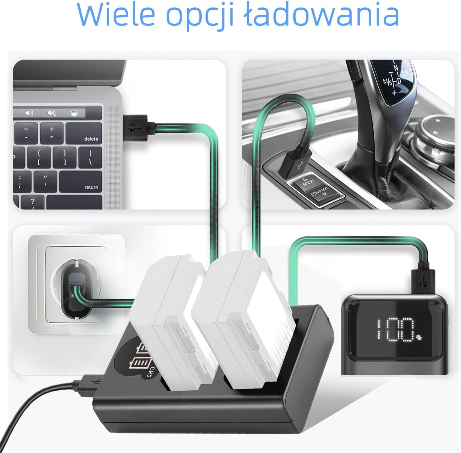 KWTOUL Dual USB Charger for Sony NP-FZ100 Battery, Compatible with Sony ZV-E1, FX3, FX30, A1, A9 II, A7R V, A7S III, A7 IV, A6600, A7C Cameras, Designed with LCD Display, Versatile Charging Options image number 5