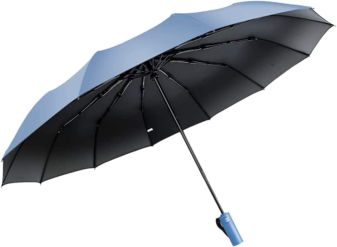 Feimvb Travel Umbrella, Windproof Automatic Umbrella Compact Sized Portable Personal Umbrella with 10 Rib Reinforced Canopy and Auto Open & Close Function