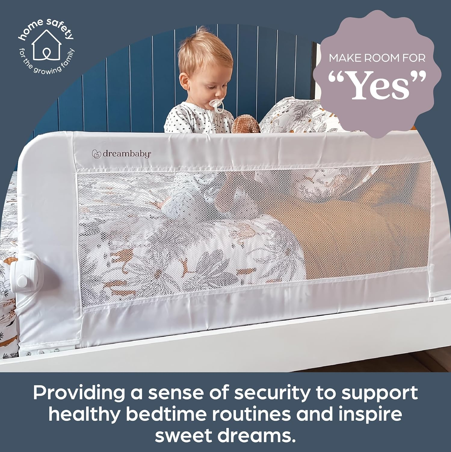Dreambaby Maggie Toddler Bed Rail Guard - Foldable & Portable Bed Rails Safety Barrier - Suitable for Recessed and Flat Bed Bases up to King Size Mattress - 110Cm Wide X 50Cm Tall - White image number 6