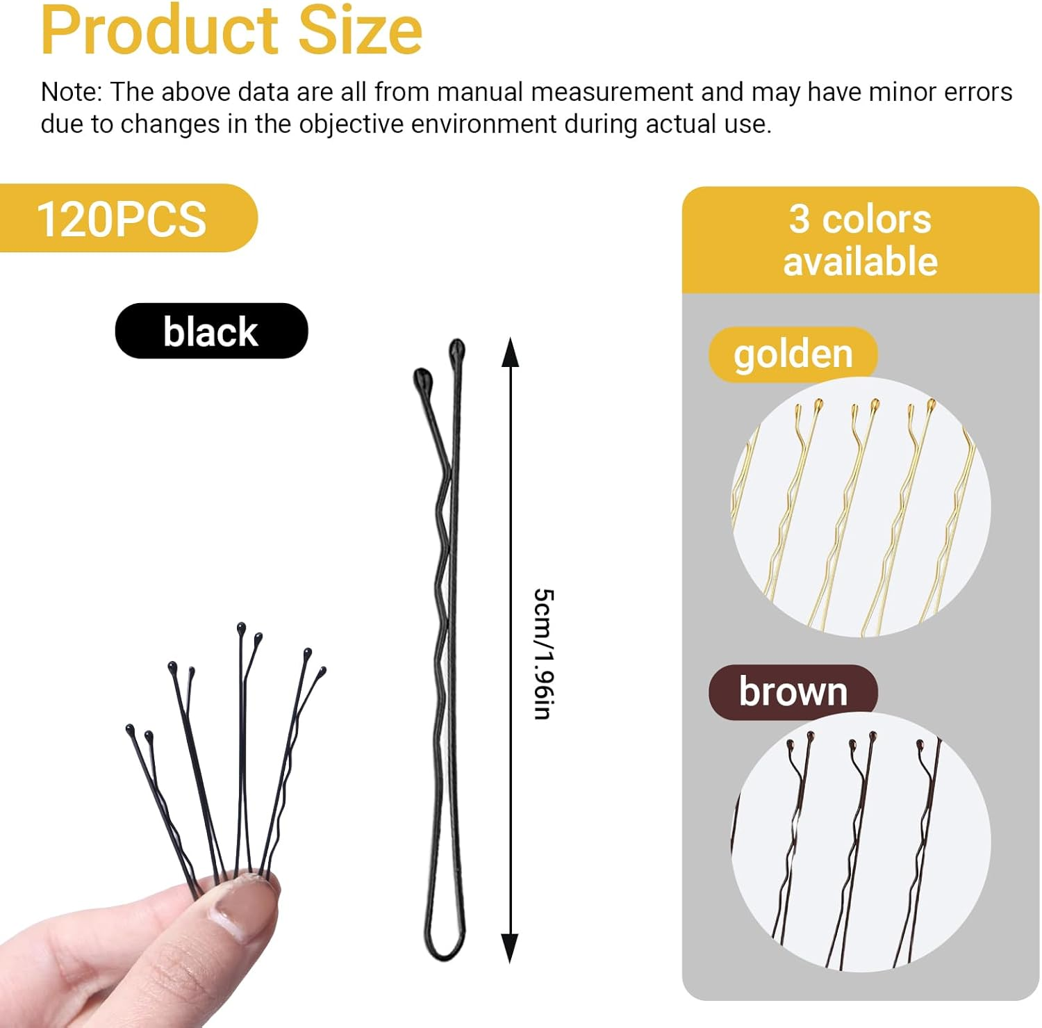 Bobby Pins for Women, Brown Wavy Hair Pins, Medium Size with Storage Jar, Strong Grip image number 4