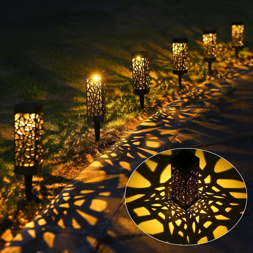 Jusisfone 6 Pack Solar Powered Decorative Black LED Garden Path Lights for outside Front Yard, Garden, Yard; Automatic Halloween Christmas Decorations Landscape Lighting for Patio image number 3