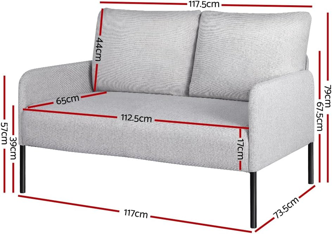 Artiss Armchair, Grey Recliner Lounge Dining Chairs 2-Seater Sofa Nursing Occasional Reading Seating Armchairs Home Living Room Bedroom Furniture, Upholstered with Linen Fabric image number 4
