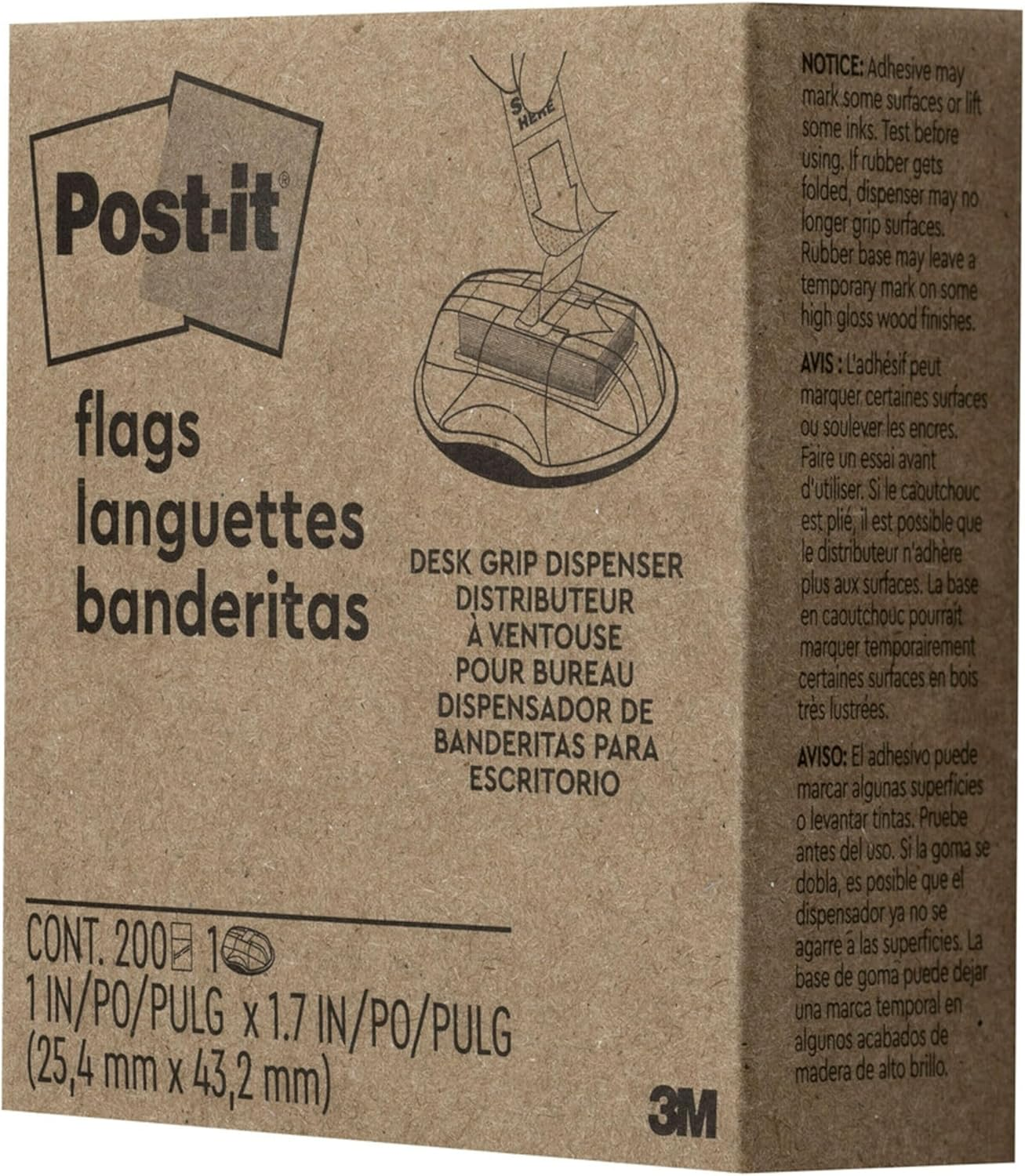 Post-It Flags, 200/High Volume Desk Grip Dispenser, 25.4Mm Wide, Yellow (680-HVYW) image number 5