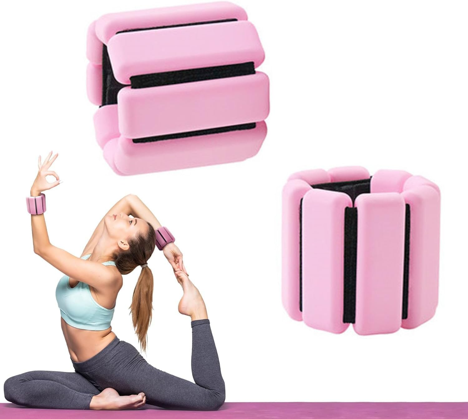 Lxcshljx 2PCS Wrist Ankle Weights(1Lb/Pair), Adjustable Wearable Wrist and Ankle Weights for Women Men, Silicone Weighted Wristlet Bracelet Wraps for Exercise, Yoga, Dance, Pilates, Aerobics, Workout image number 3