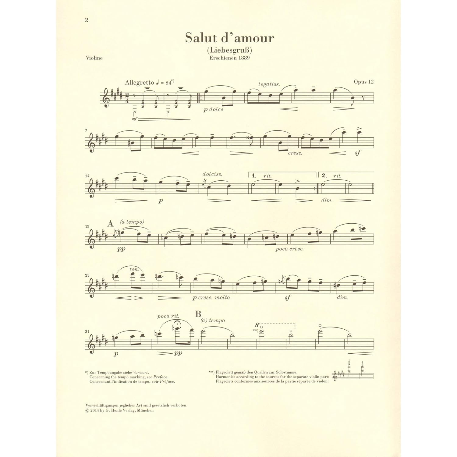 Salut D'Amour Op. 12 F&uuml;r Violine Und Klavier image number 5