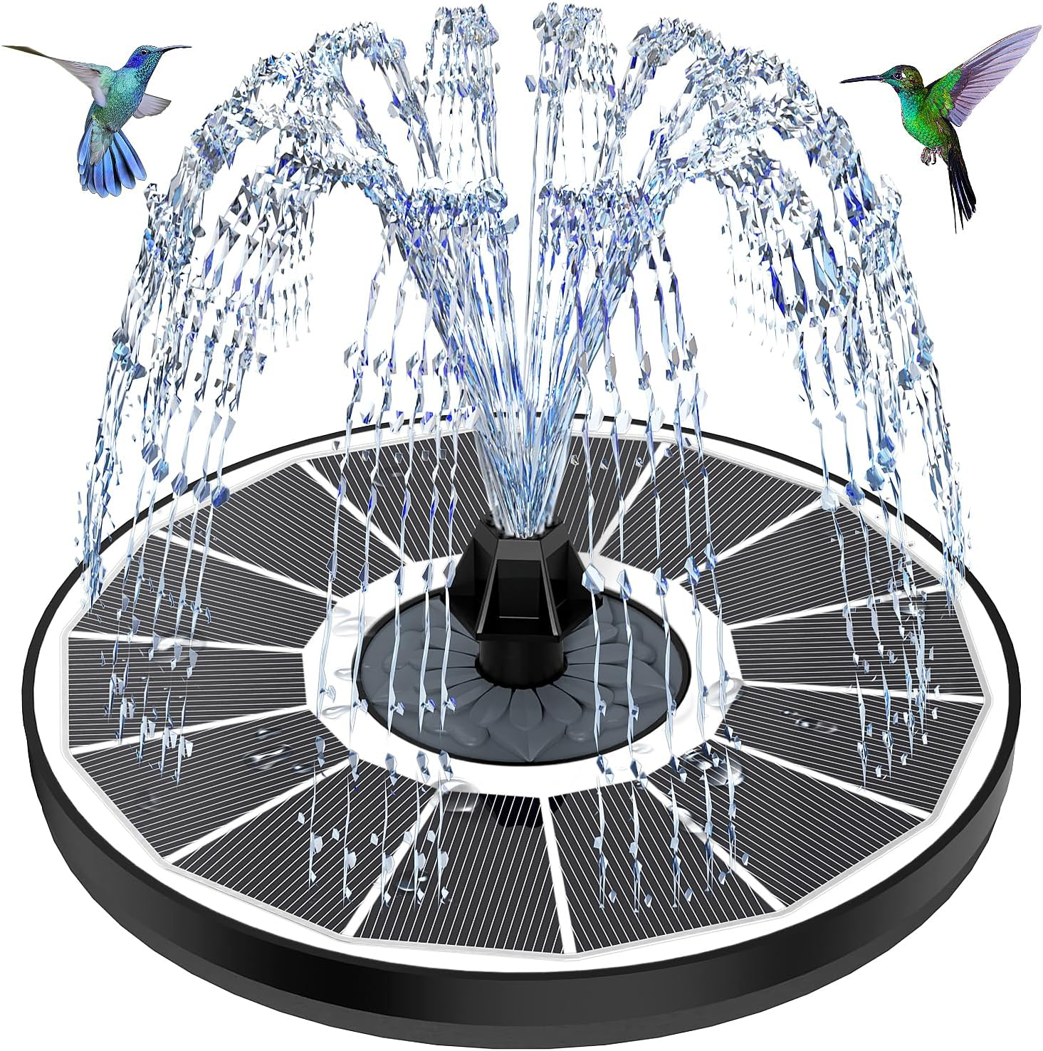 Solar Fountain 2025 Upgrade High Efficiency Glass Panel, 3.5W Solar Bird Bath Fountains with Flower No Battery, Solar Water Pump Fountain for Bird Bath Garden Small Ponds Outdoor D&eacute;cor (White)