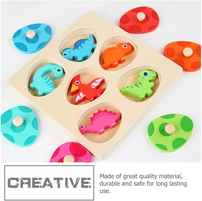 Ifundom Wooden Puzzles for Toddlers Dinosaur Eggs Peg Puzzles Montessori Toys Educational Toy for Boys Girls Preschool Learning Activities image number 6