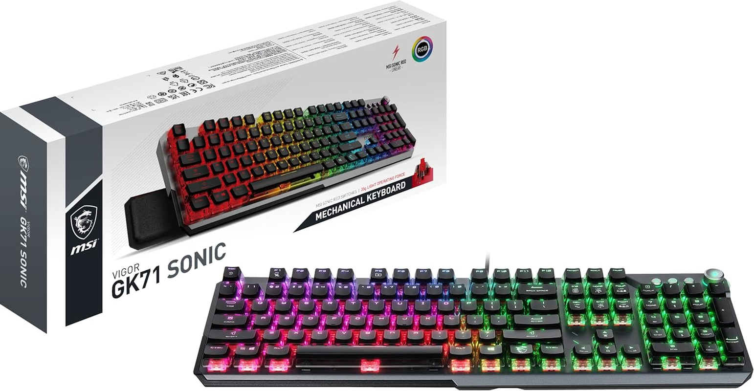 MSI Vigor GK71 Sonic US Mechanical RGB Gaming Keyboard Sonic Red Switches