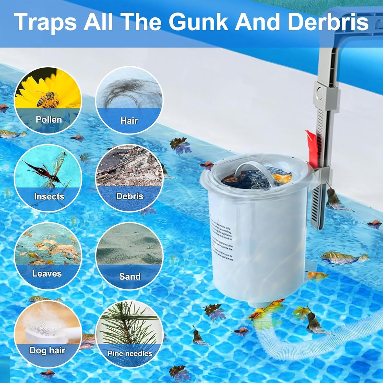 10 Socks Pool Skimmer for Intex Pools - Floating Surface Basket,Above Ground Pool Cleaner for Leaves/Debris Removal image number 6