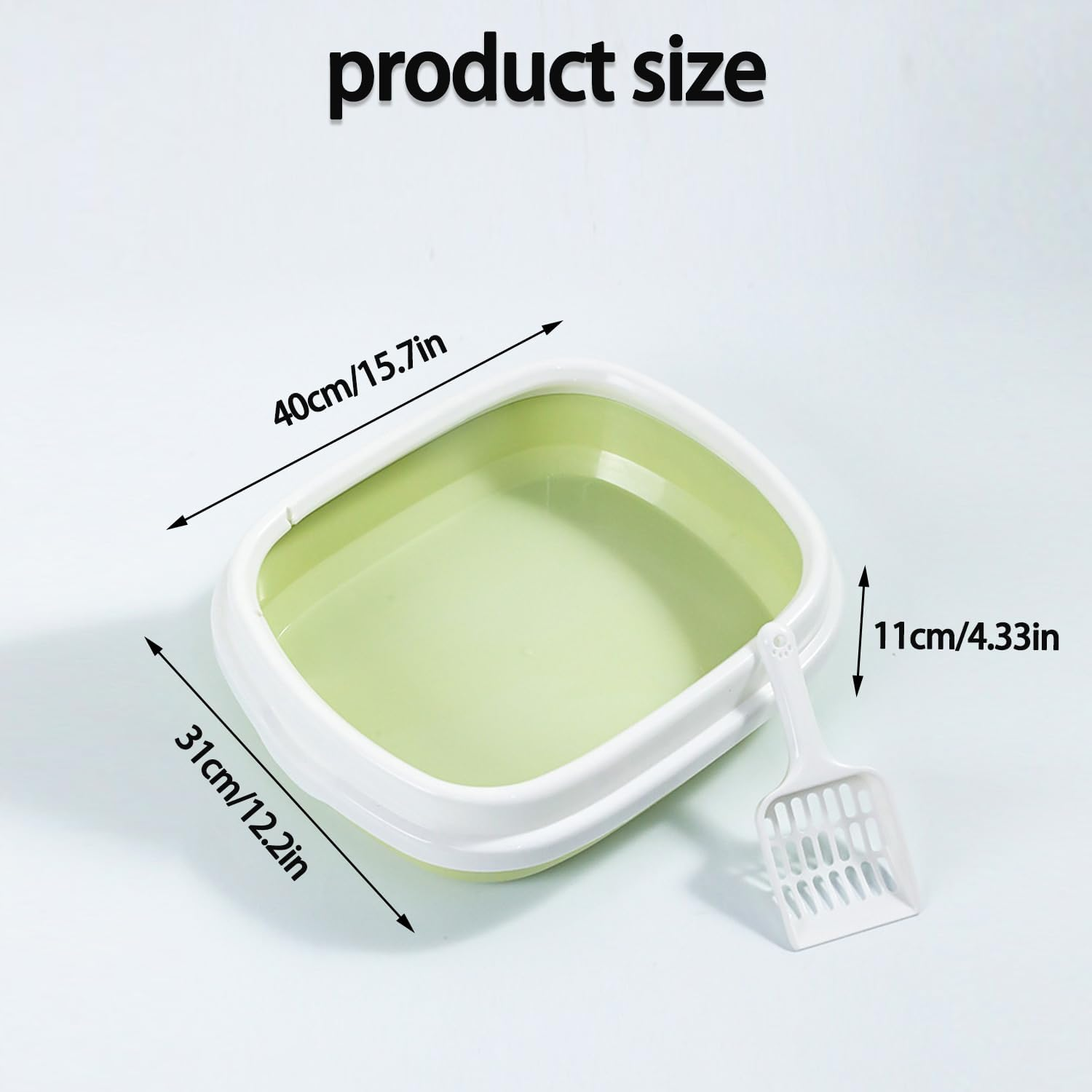 Yharnamite Kitten Small Cat Litter Box Pan with Removable Enclosure and Scoop, Low Entry Open Litter Box, Anti-Leakage Easy Clean, Kitten Toilet (Green) image number 6