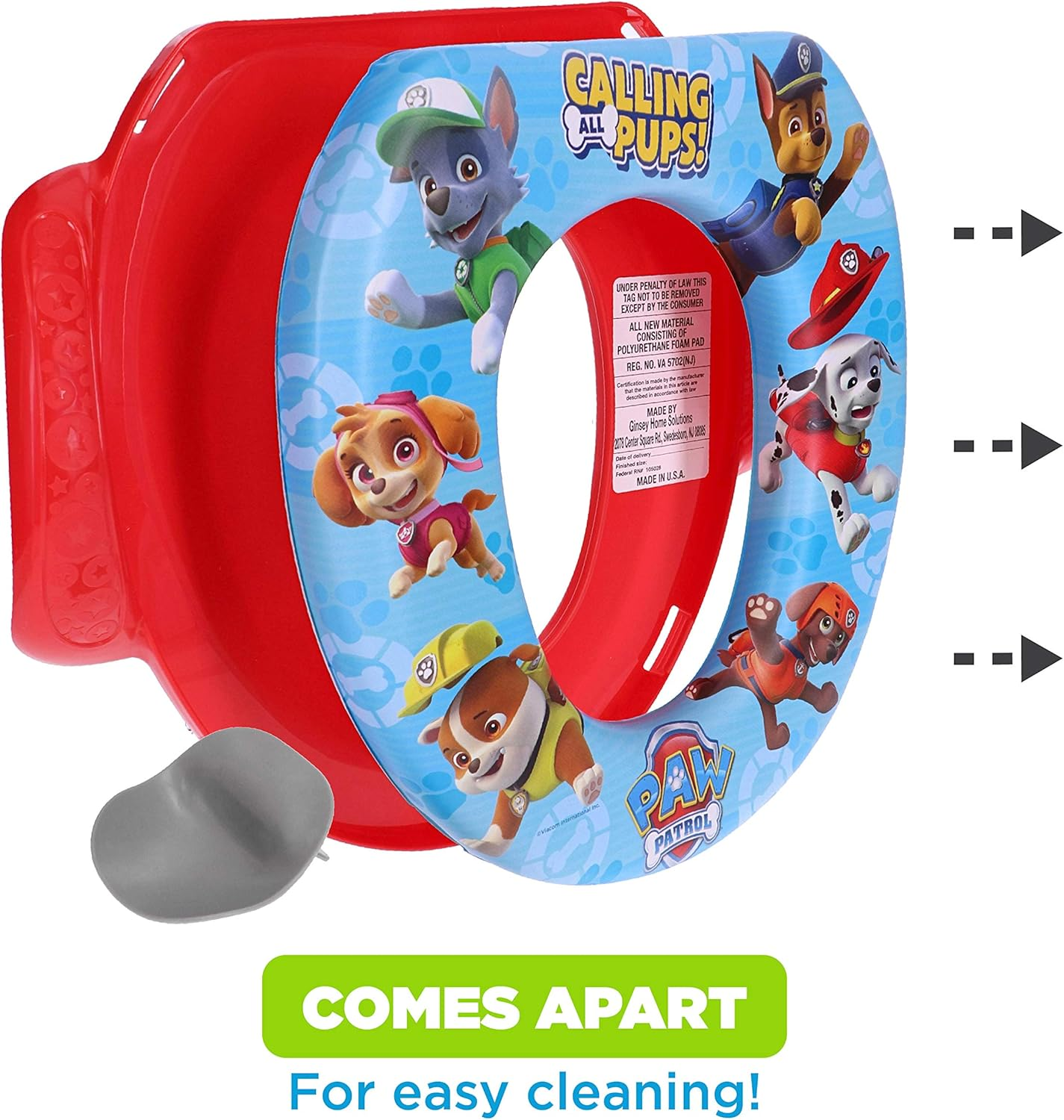 Nickelodeon PAW Patrol Calling All Pups Soft Potty Seat and Potty Training Seat - Soft Cushion, Baby Potty Training, Safe, Easy to Clean image number 5