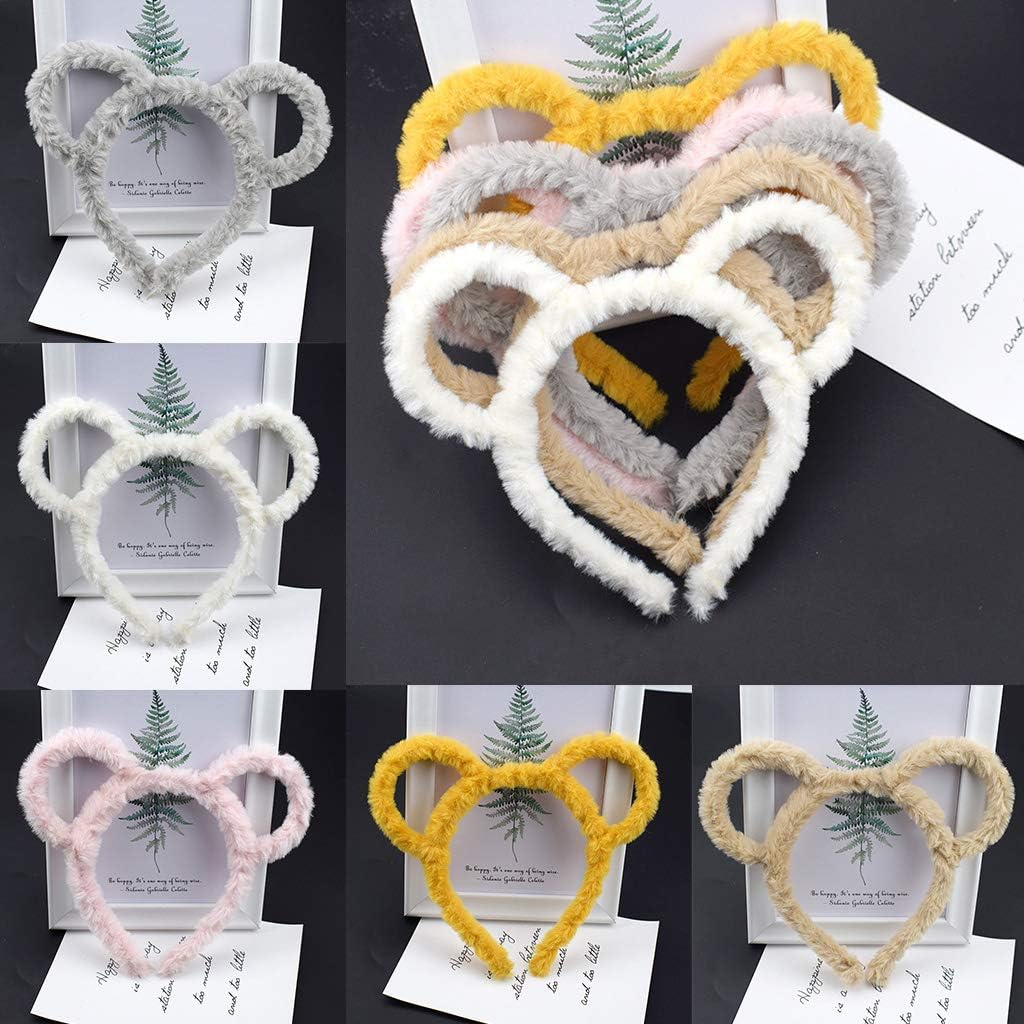 Oilmal Women Winter Thick Plush Headband round Mouse Bear Ears Makeup Headband Bandana