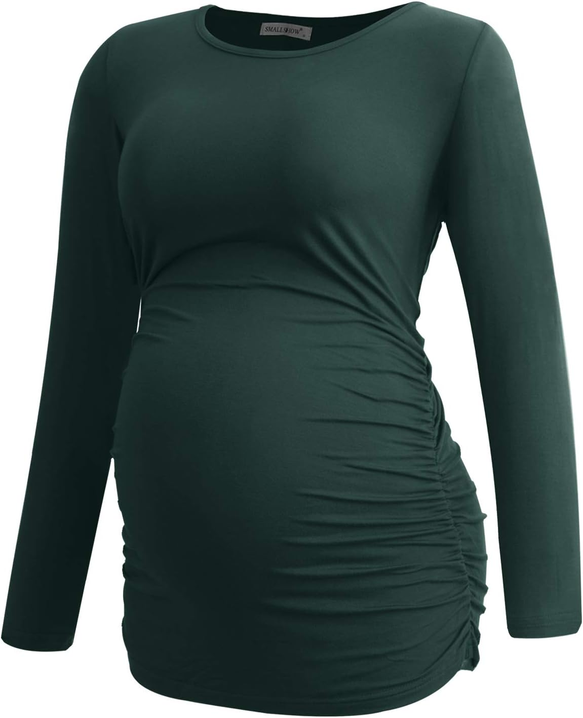 Smallshow Women'S Maternity Tops Long Sleeve Pregnancy Clothes T Shirts 3-Packs, Black-Deep Green-Teal, XL image number 2