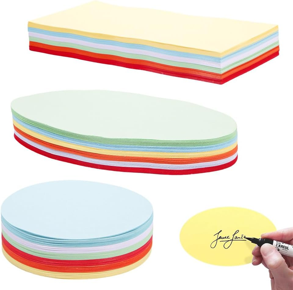 Set of 360 Presentation Cards, 6 Colours, Round, Oval and Rectangular, Presentation Case, Teacher Supplies for Office, School, Presentation and Moderation image number 4