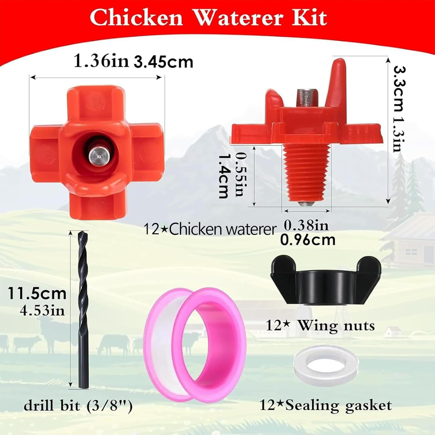 Yeanifeana Chicken Nipples Waterer - Leak-Proof Poultry Water Dispenser with Drill Bits, Durable Outdoor Auto Watering System for Ducks, Hens & Farm Coops image number 1