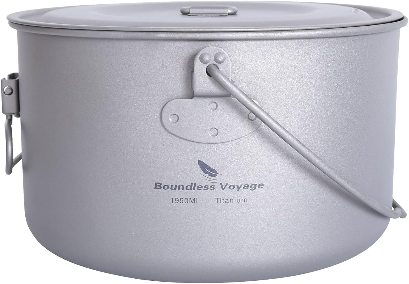 Boundless Voyage Camping Titan Hanging Pot with Folding Handle Picnic Hiking Large Capacity Kettle Cookware 1.3L 1.95L 2.9L (Yti2044C-1950Ml)