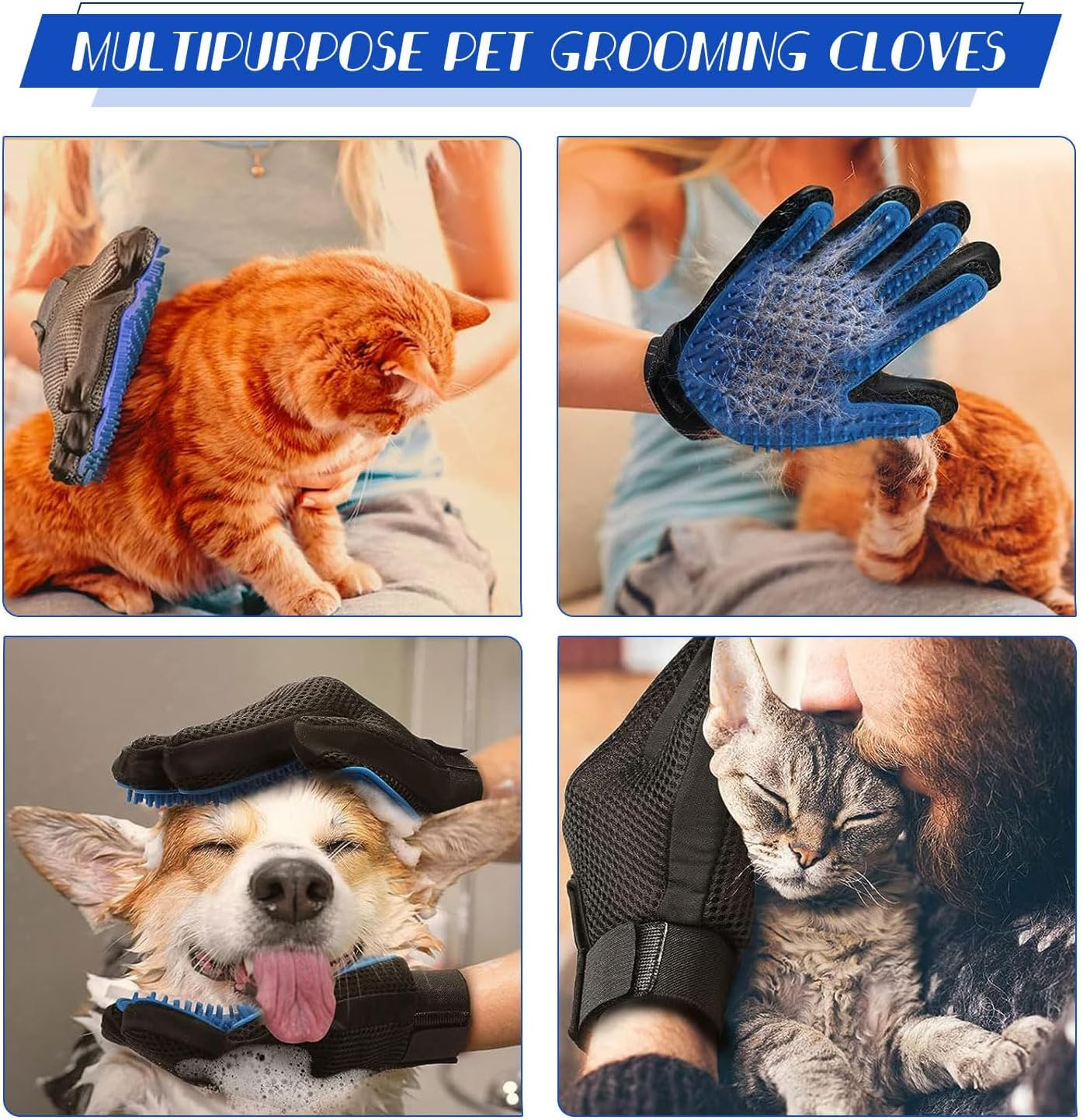 Magisel Cat Glove, 1 Pair Cat Gloves, Cat Brush Glove, Wash Glove for Cats, Cat Gloves Grooming Made of Silicone, Fur Glove for Cats, Grooming Glove for Pets image number 3