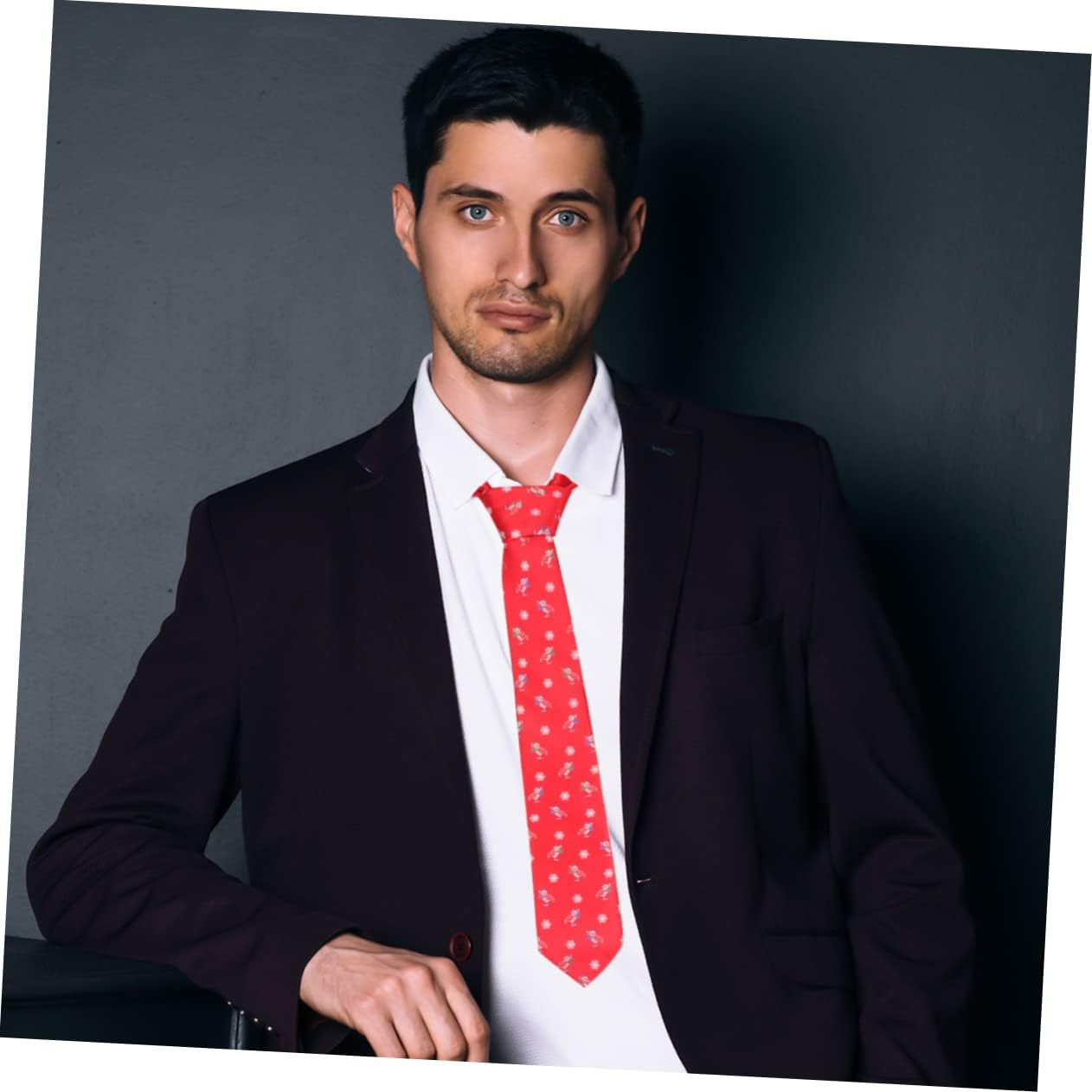 LIFKOME Christmas Tie Necktie Polyester Silk Classic Ties for Men Christmas Accessories image number 1