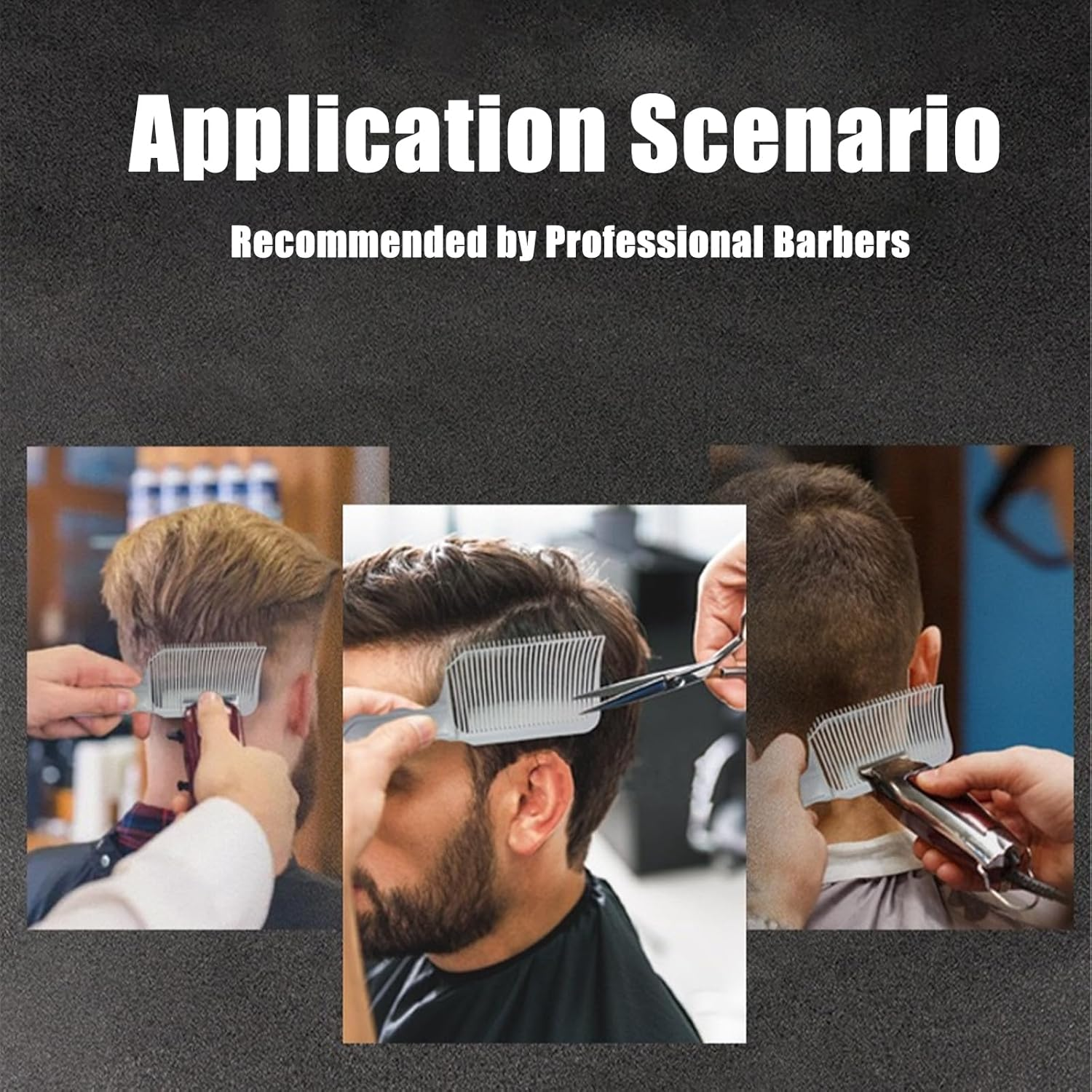 Luzcauwy 3Pcs Fade Comb Men'S Hair Cutting Stencils, Professional Blending and Trimming Guide for Men&rsquo;S Fade Styles, Durable Hair Comb Set for Barbers and Home Use image number 2