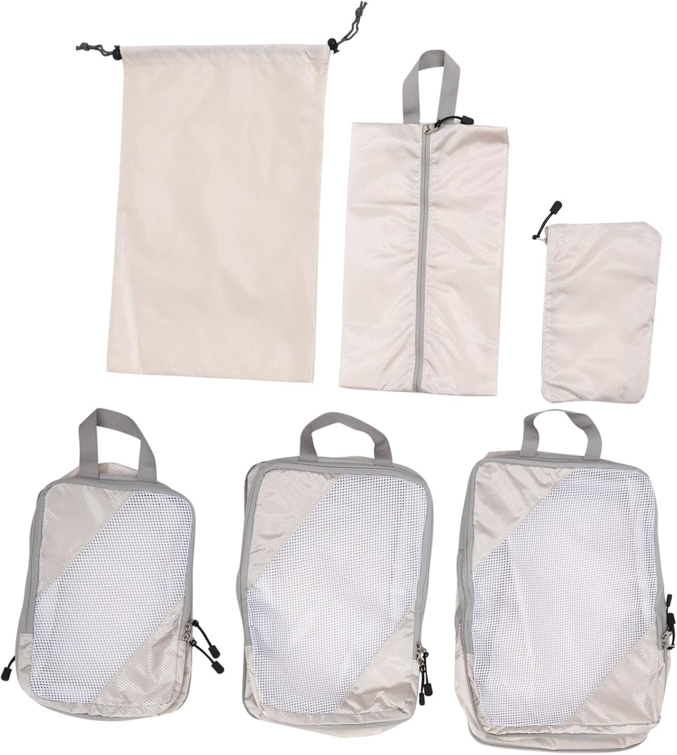 POPETPOP 6Pcs Compression Packing Cubes Travel Organizers Set Polyester Luggage Storage Bags for Suitcases Expandable Travel Packing Cubes for Clothes Toiletries image number 2