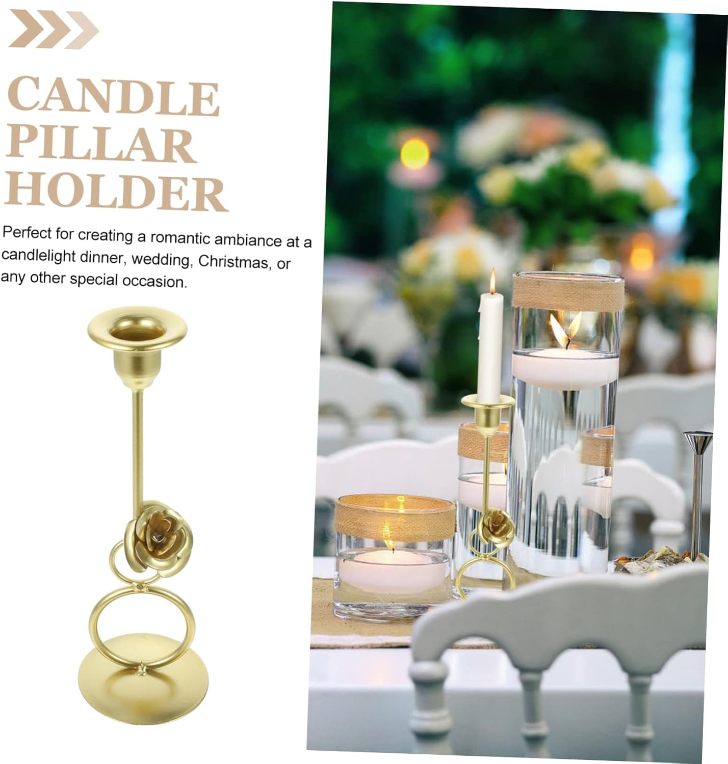 ABOOFAN Iron Candlestick Ornaments Metal Pillar Candle Holder Tabletop Centerpiece for Home Decor for Dinner Party Desk Display image number 3