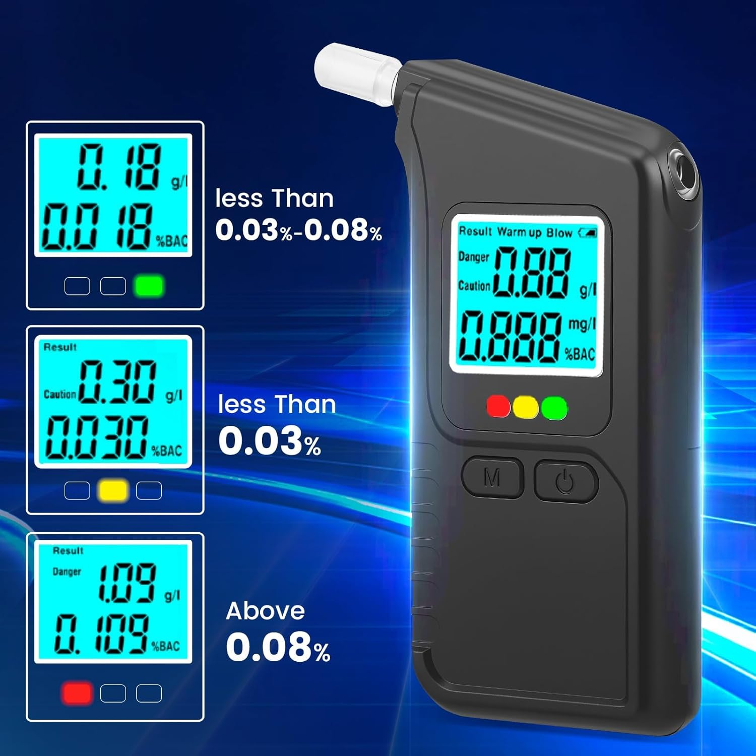 Alcohol Breathalyzer, Professional Portable Tester with LCD Display & 10 Mouthpieces for Personal and Home Use image number 1