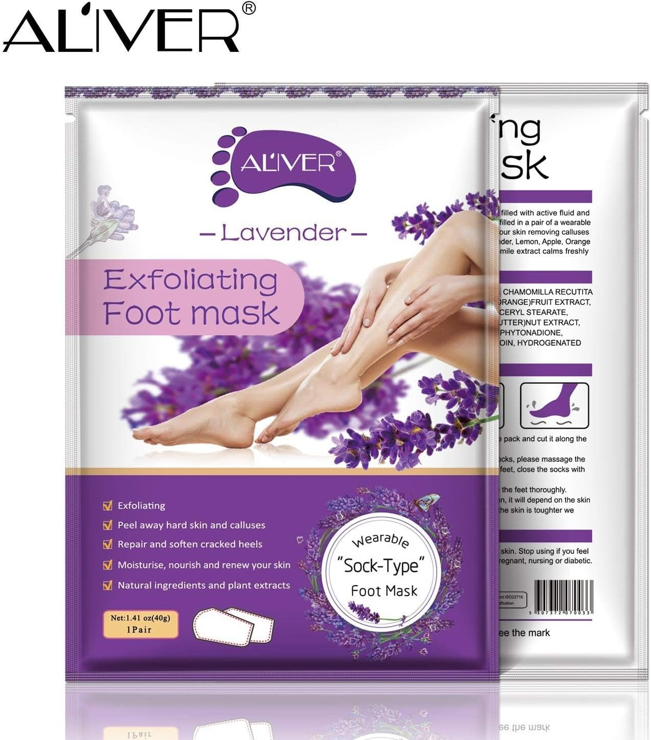 Foot Peel Mask 3 Pack, Exfoliator Peel off Calluses, Exfoliating Foot Care,Foot Exfoliator Repair Dry Cracked Feet,Peeling Away Dead Skin, Calluses, Dead Skin Callus Remover, Baby Soft Smooth Touch Feet-Men Women (Lavender) image number 4