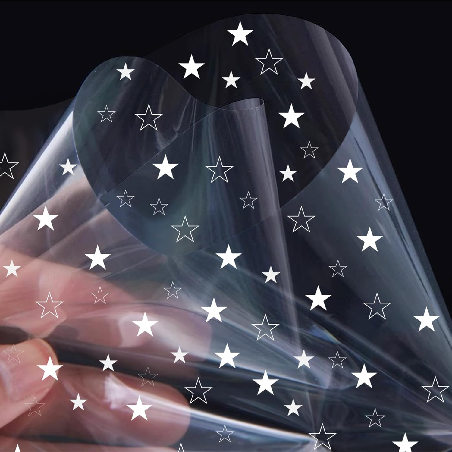 Fayrvind Large Star Clear Cellophane Wrapping Roll, 84Cm X 20M (84Cm Width Folded to 42Cm) Transparent Cellophane Roll with Pull Bows for Gift Hampers Packing for Christmas, Mothers Day, Fathers Day image number 5