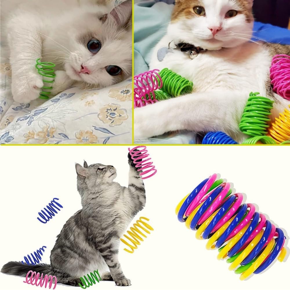 Cat Spiral Spring Toy - 100Pcs Creative Interactive Kitten Toys, Plastic Coil Springs for Swatting, Active Healthy Play, Time-Killing and Fitness (Random Color) image number 2