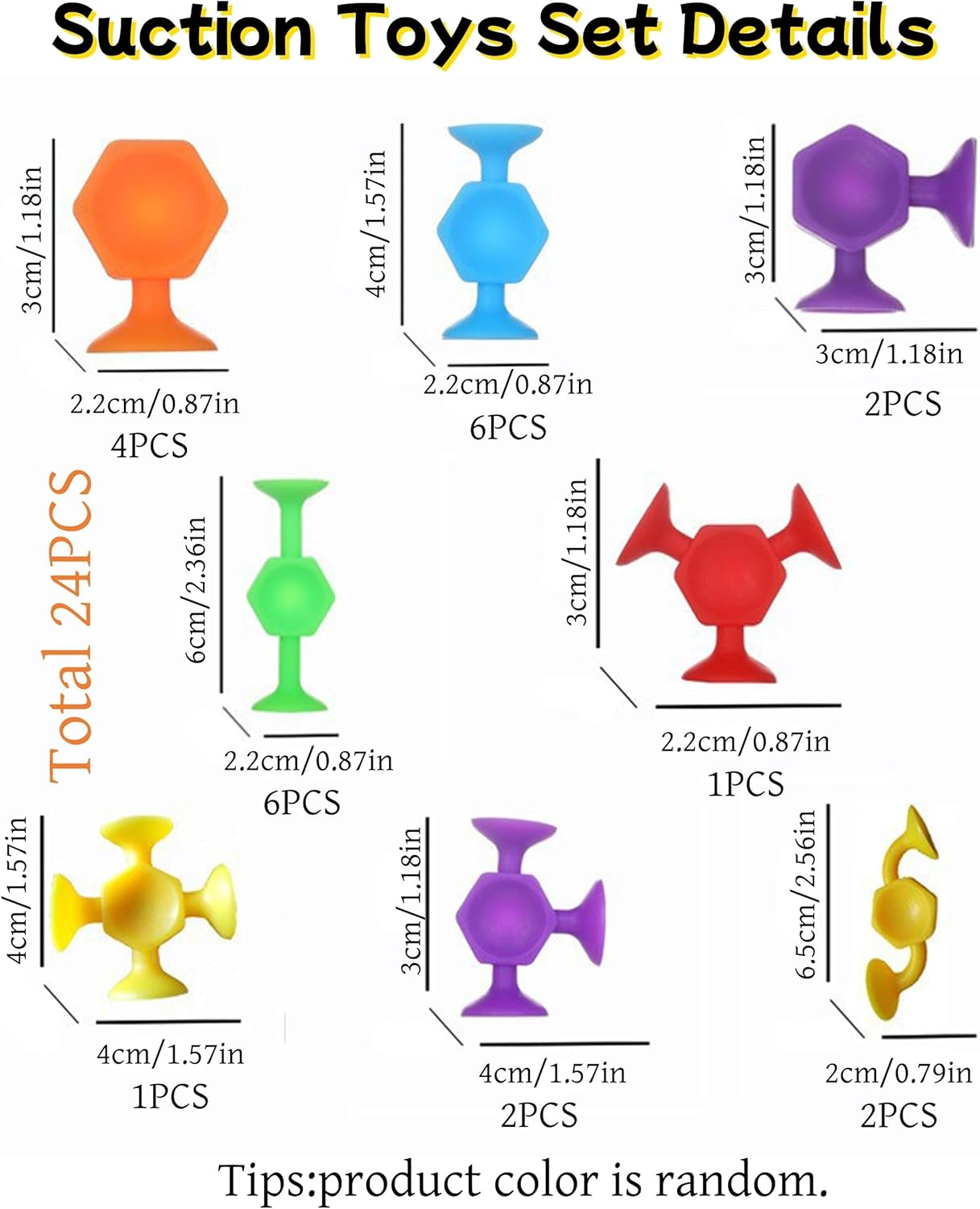 24PCS Suction Toys,Silicone Bath Suction Toys,Sensory Sucker Bath Toy,Montessori Suction Cup Toy for Educational,Travel Building Blocks Toys for Kids Toddlers Boys Girls Ages 3 to 8