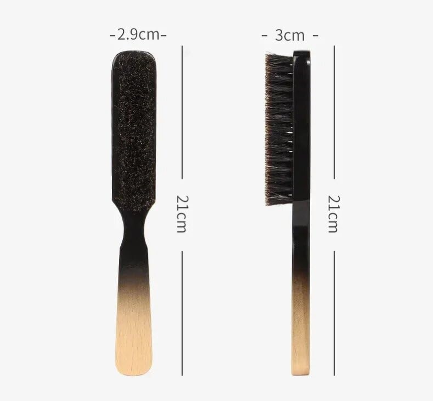 Bristle Hair Brush Slick Back Boar Bristle Hairbrush, 2Pcs Boar Stiffs Beard Brush,Beard Growth Stiff Boars Stiffs Beard Grooming Brushes,Tangle Softening Beard Boar Brush for Men image number 3