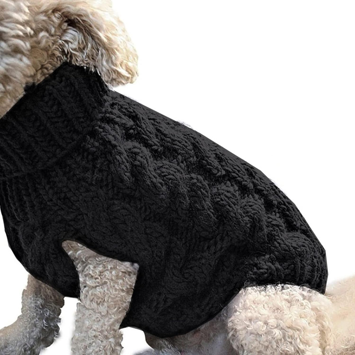 Pet Dog Sweater Sweatshirt, MH MOIHSING Warm Dog Jumpers Dog Pajamas Soft Cat Sweater Warm Winter Puppy Pet Coat Soft Sweater Clothing for Small Dogs Puppy Doggie (Medium, Black) image number 7