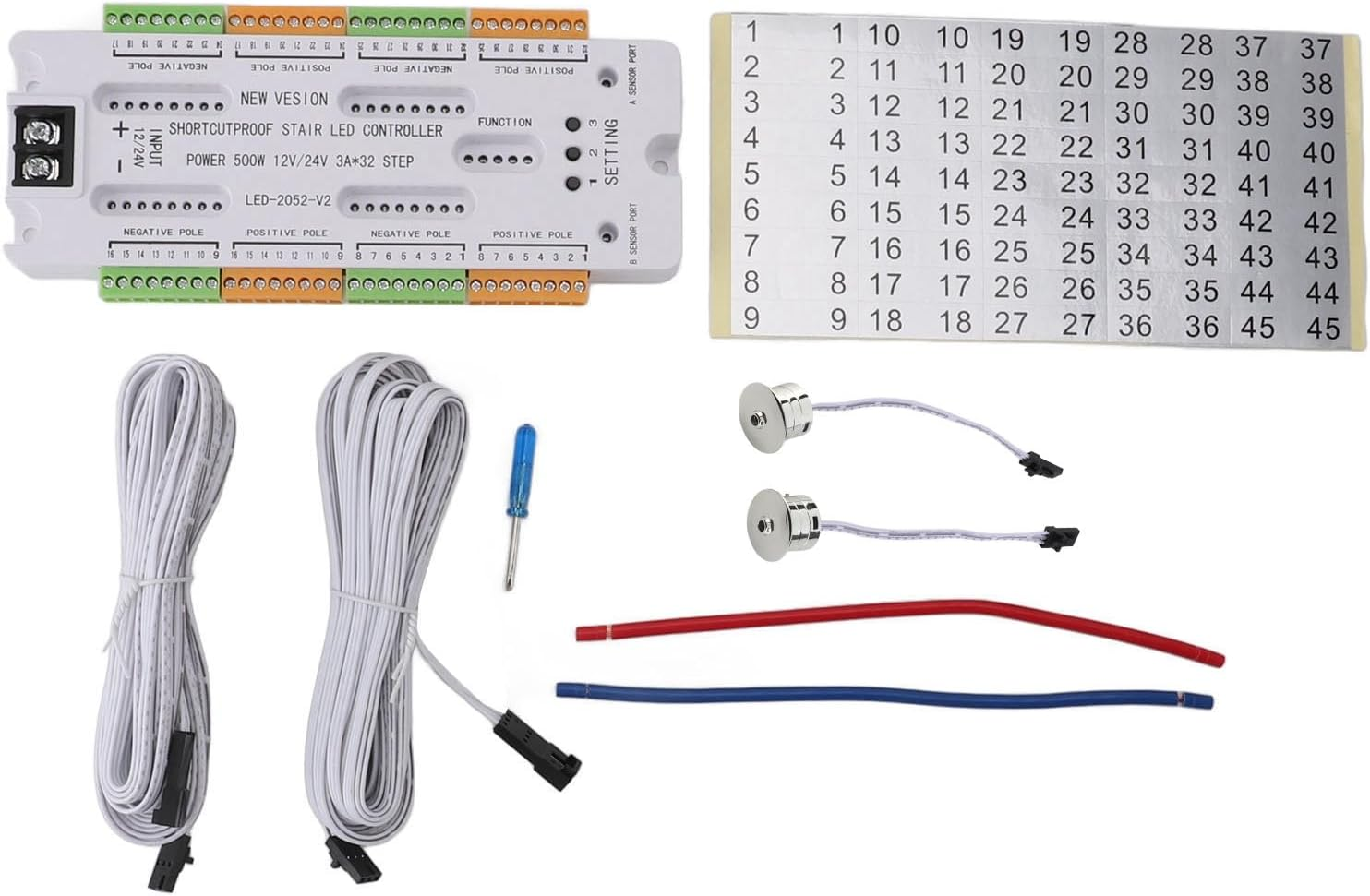 Motion Sensor LED Stair Light Controller, 4 Speed Level Adjustable LED Motion Sensor with anti Leakage System, 32 Groups Ports for Stairway Light image number 4