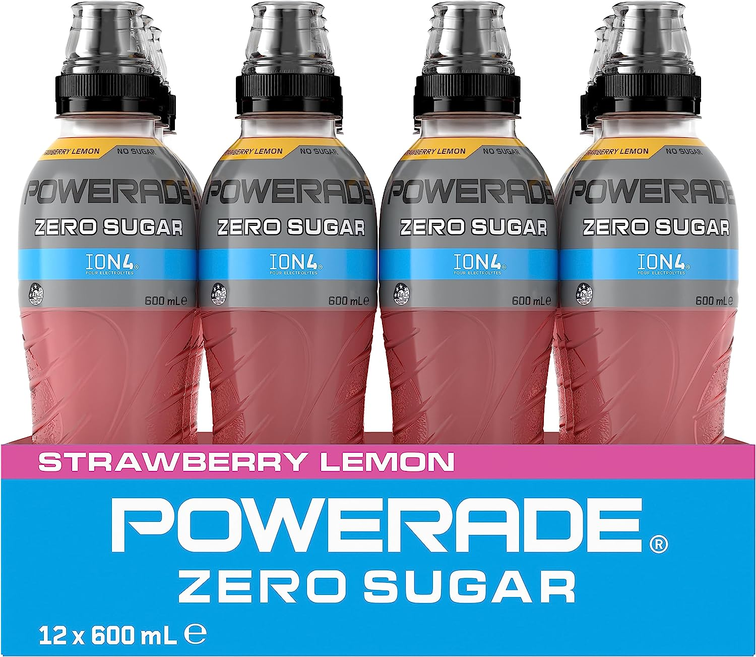 Powerade Zero Strawberry Lemon Multipack Sipper Cap Bottles 12 X 600Ml image number 1
