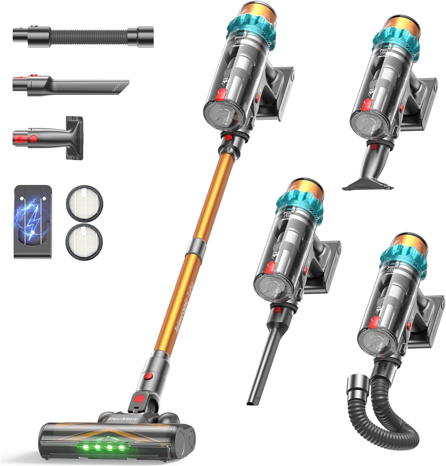 Eleckeys Cordless Vacuum Cleaner, Upgraded 580W 48KPA 65Mins Self-Standing Vacuum Cleaners with LED Display, Anti-Tangle, 1.8L Large Dust Cup, Rechargeable Vacuum for Pet Hair/Hard Floors/Carpet image number 5