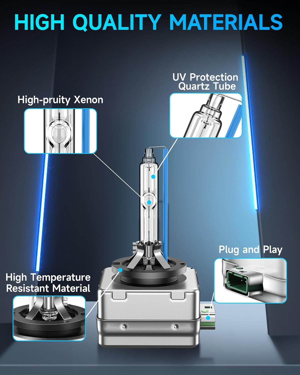 Fit for Jeep 2017-2021 Compass 2014-2021 Grand Cherokee 2014-2018 Cherokee D3S HID Xenon Headlight Bulb, 350% Brightness, High Low Beam Light Bulbs, 8000K White Blue, Pack of 2 image number 4