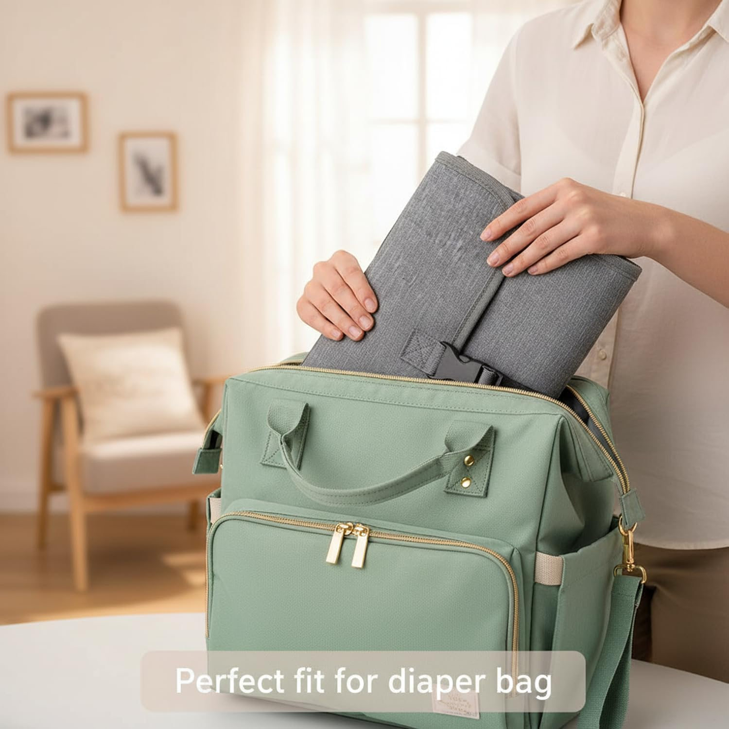 Portable Change Mat for Baby, Travel Changing Pad with Foldable Design and Wipeable Surface in Grey - Mecus image number 2