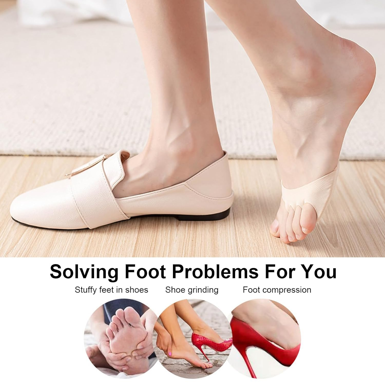 Ball of Foot Cushions for Women and Men, 5 Pairs Metatarsal Pads for Women, Reusable Invisible Socks Forefoot Pads, Ball of Foot Metatarsal Pain Relief Pad for Working, Running, Dancing (Multicolor-5, One Size) image number 2