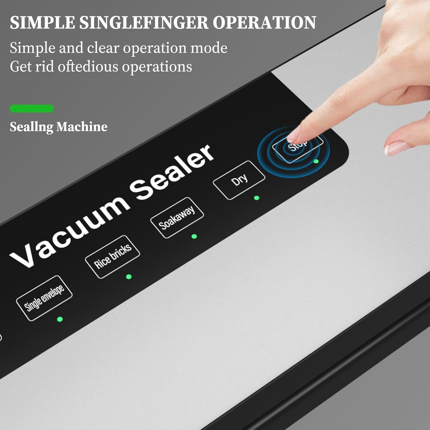 Vacuum Sealer, Portable Automatic Food Storage and Preservation Machine, Dry and Wet Dual Automatic Food Saver, Equipped with 10 Pcs Vacuum Bags image number 3