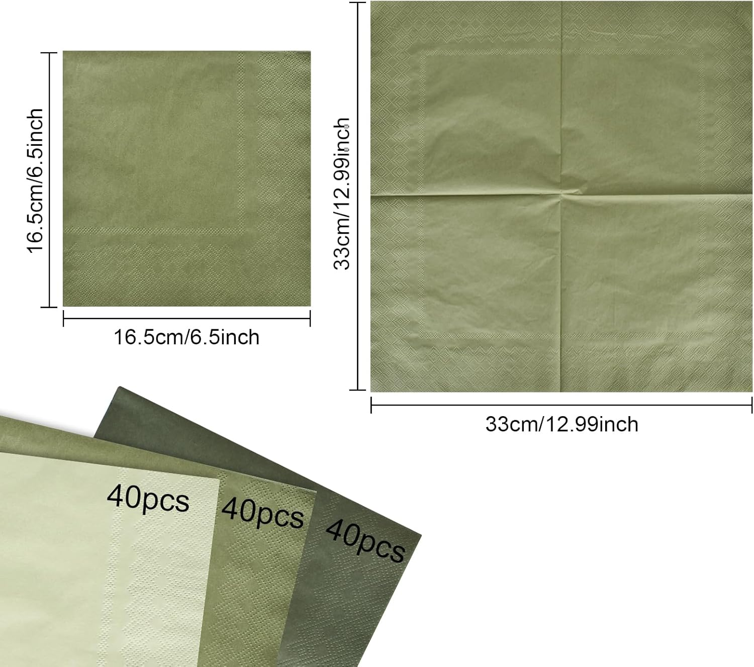 120 Pcs Green Paper Napkins, 33X33Cm Green Serviettes Party Napkins, Square Napkins Cocktail Napkins Luncheon Napkins for Party, Wedding, Family Gathering image number 3