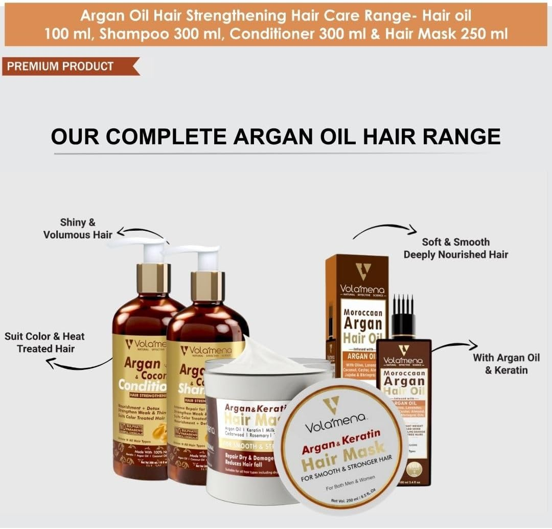 VOLAMENA with DEVICE Argan Oil Hair Oil Blend of Morrocan Argan Oil,Onion Black Seed Oil,Almond Oil,Olive Oil & Castor Oil 100 Ml image number 2