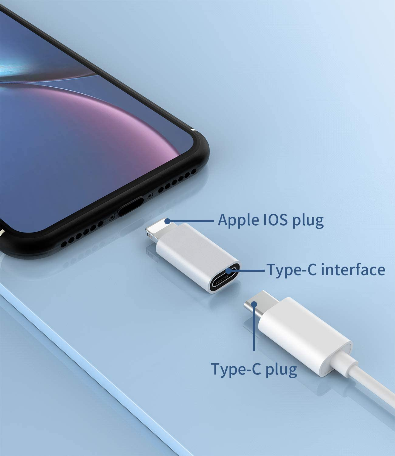 3Pack USB C Female to Lightning Male Adapter for Iphone 12/11/8 X Xr/Xs/Se/7Plus/Pro Max Ipad Air Mini Type Compatible with Charging Support Data Transmission Connect Charger Connector Cable Converter - Usb C Female To Usb Male image number 4