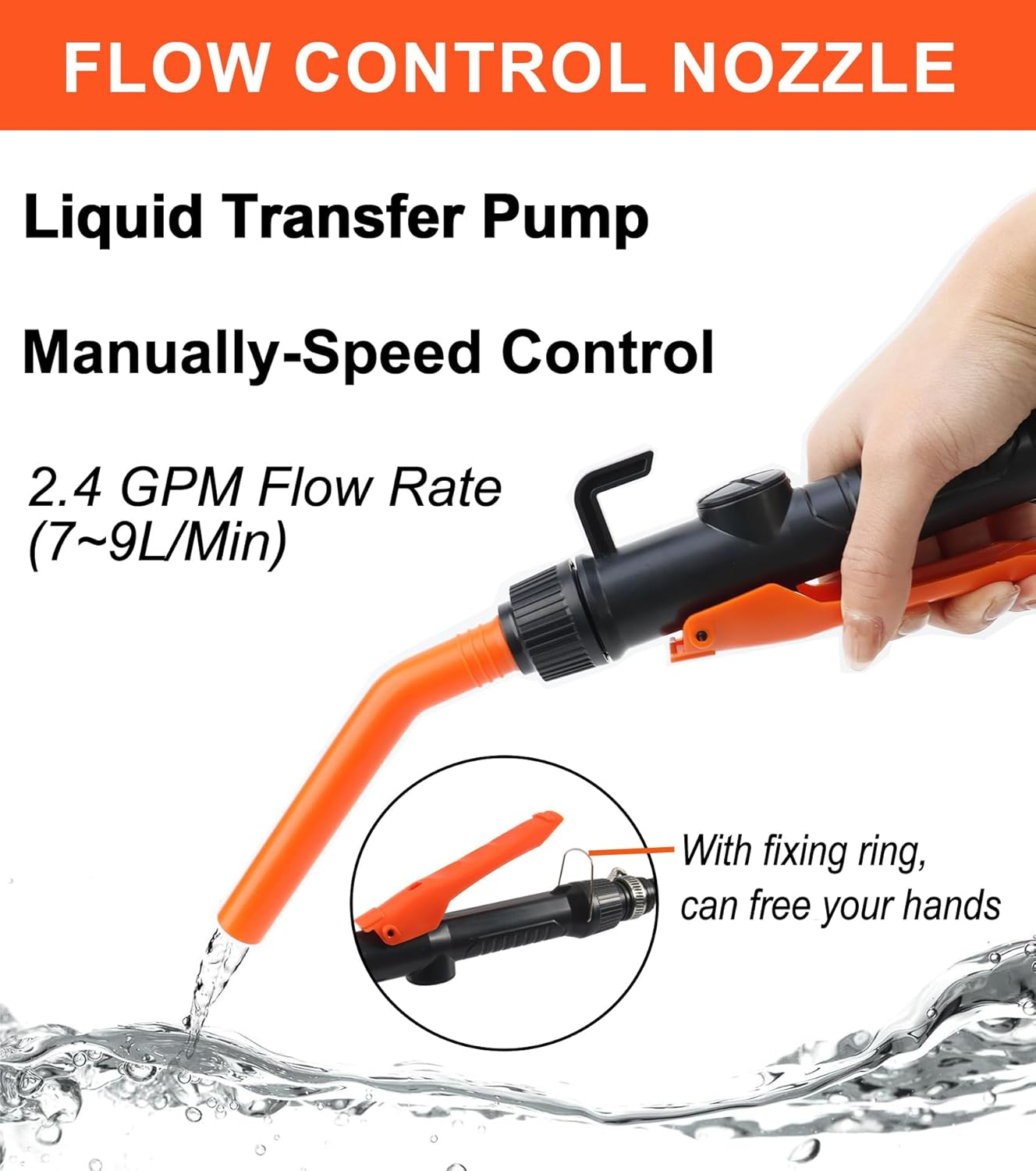 Bestek Battery Powered Gas Can Transfer Pump,2.4 GPM with 3 Adapters,For Cars, Motorcycles, Camping,Electric Siphon Pump for Gasoline, Diesel, Kerosene, Water image number 5