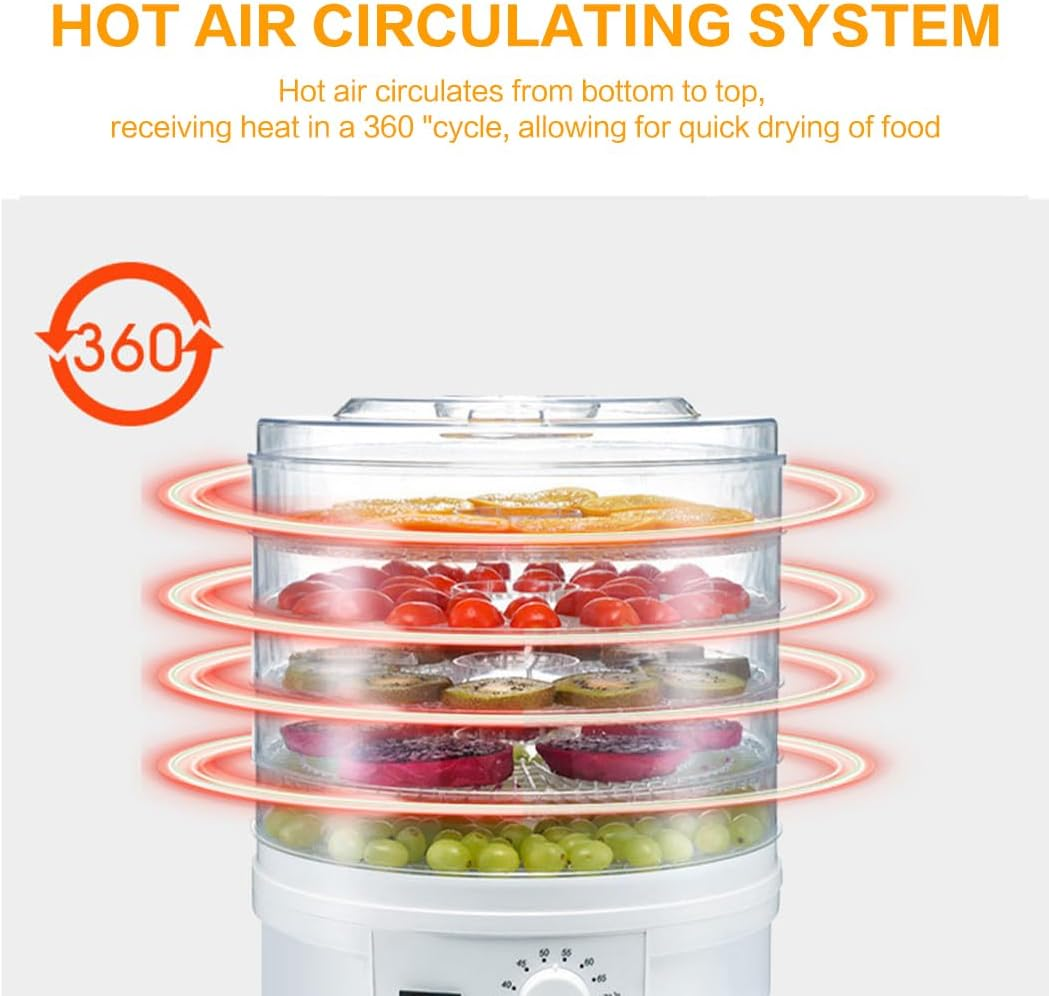 PORIYA Electric Food Dehydrators,5 Trays 350W,Dehydrator Fruit Dryer,Home Small Kitchen Appliances,Adjustable Temperature Control image number 4