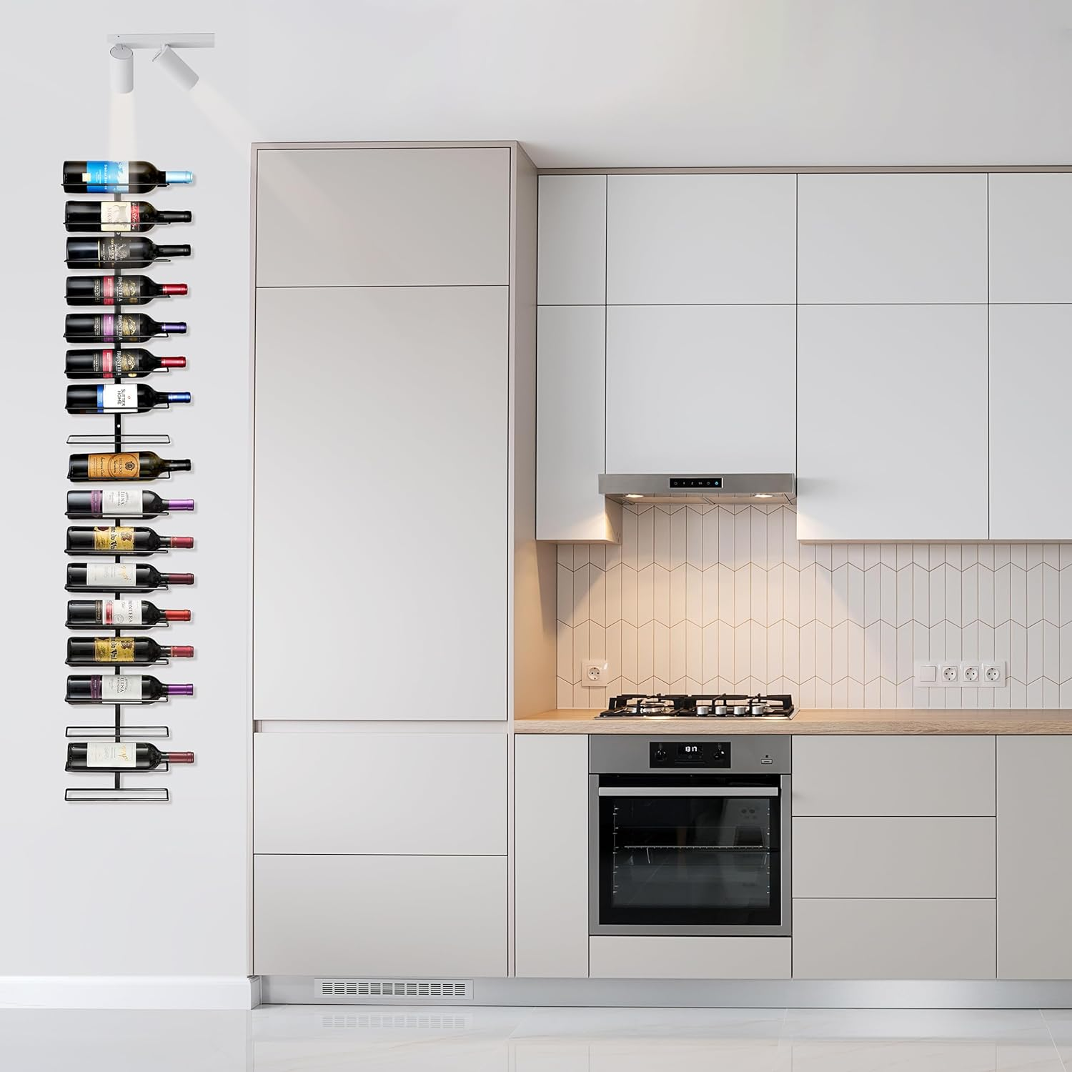 Sorbus Wall Mount Wine Rack - 18 Level Wine Rack Wall Mounted for Wine Bottles, Liquor, Champagne - Black Metal Wine Bottle Holder for Home Bar image number 3