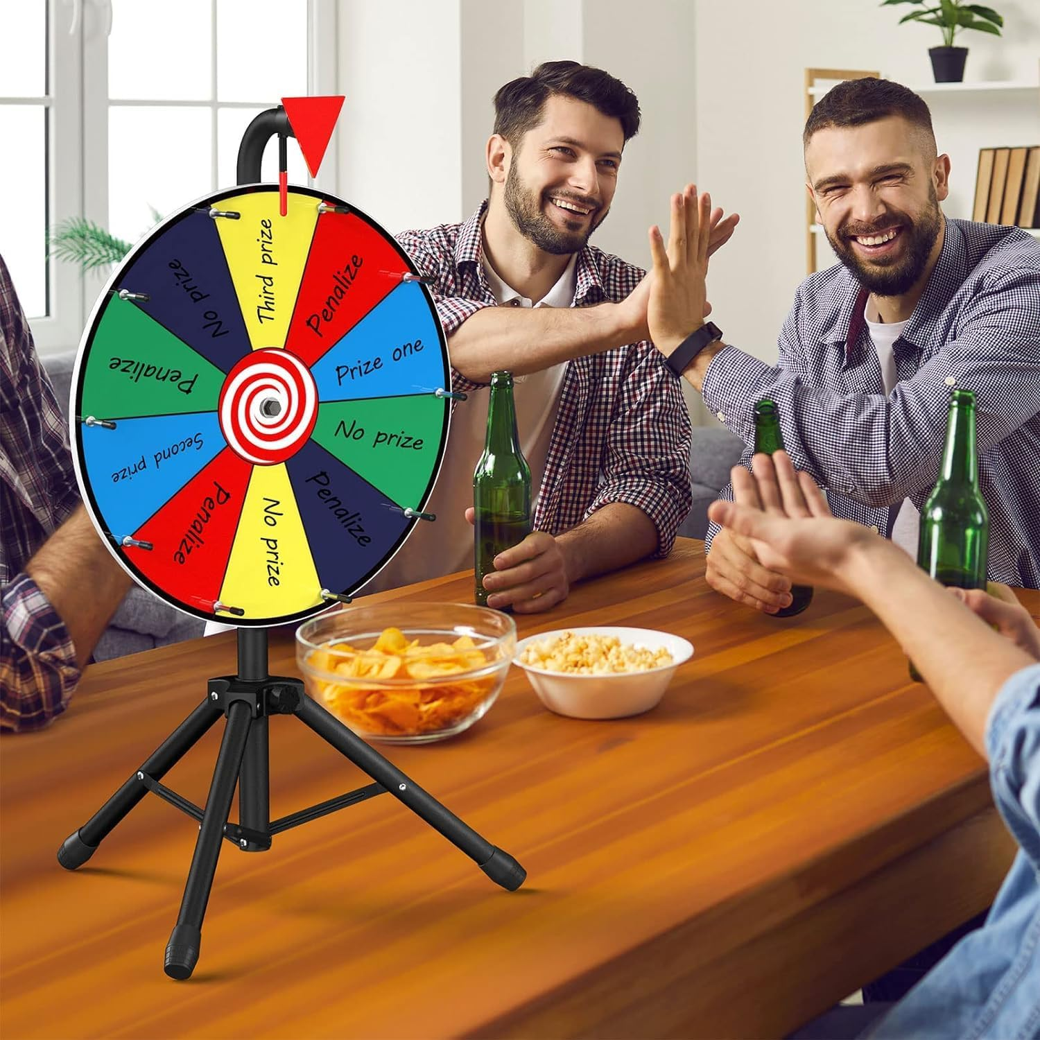 16" Spinning Prize Wheel - 10 Slots Color Roulette Spinner with Adjustable Folding Tripod Floor Stand. Includes Marker and Eraser.Play Fortune Spin Game at Trade Show, Carnival. image number 2