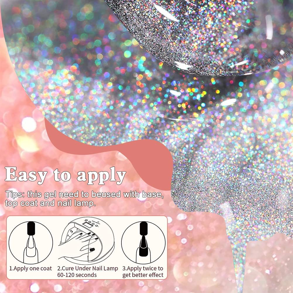 CHARM for YOU Cat Eye Gel Nail Polish, 9D Magnetic Cat Eye Gel Polish Set with Magnet Stick ,Crystal Holographic Effect ,Shiny Glitter Laser Cat Eye Polish 6Pcs for Home DIY Manicure Nail Salon (9D Dynamic Drill Cat Eye) image number 1